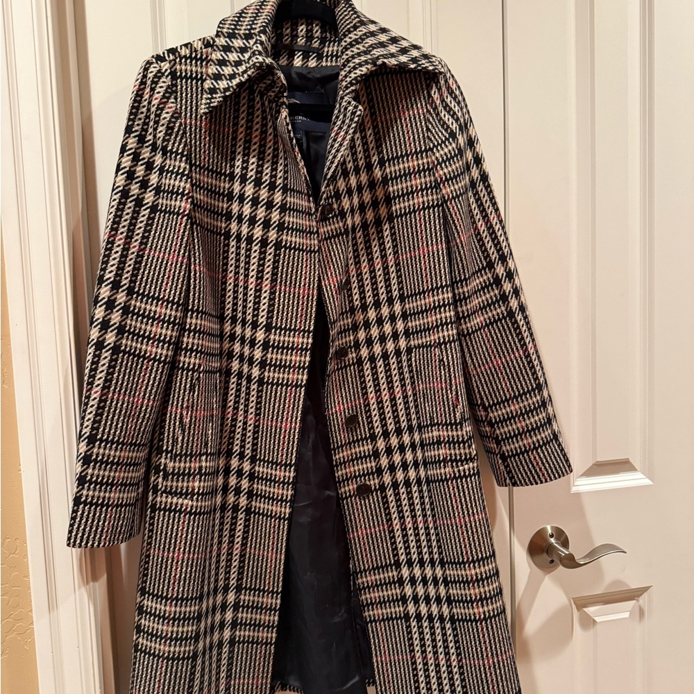 Burberry Wool Tweed Plaid Trench Coat